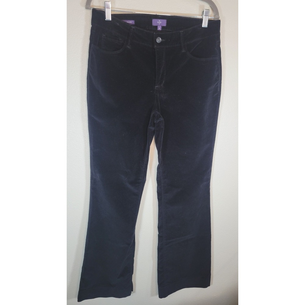 NYDJ Teresa Trouser Pants Womens‎ 8 Black Stretch Straight Leg Mid Rise